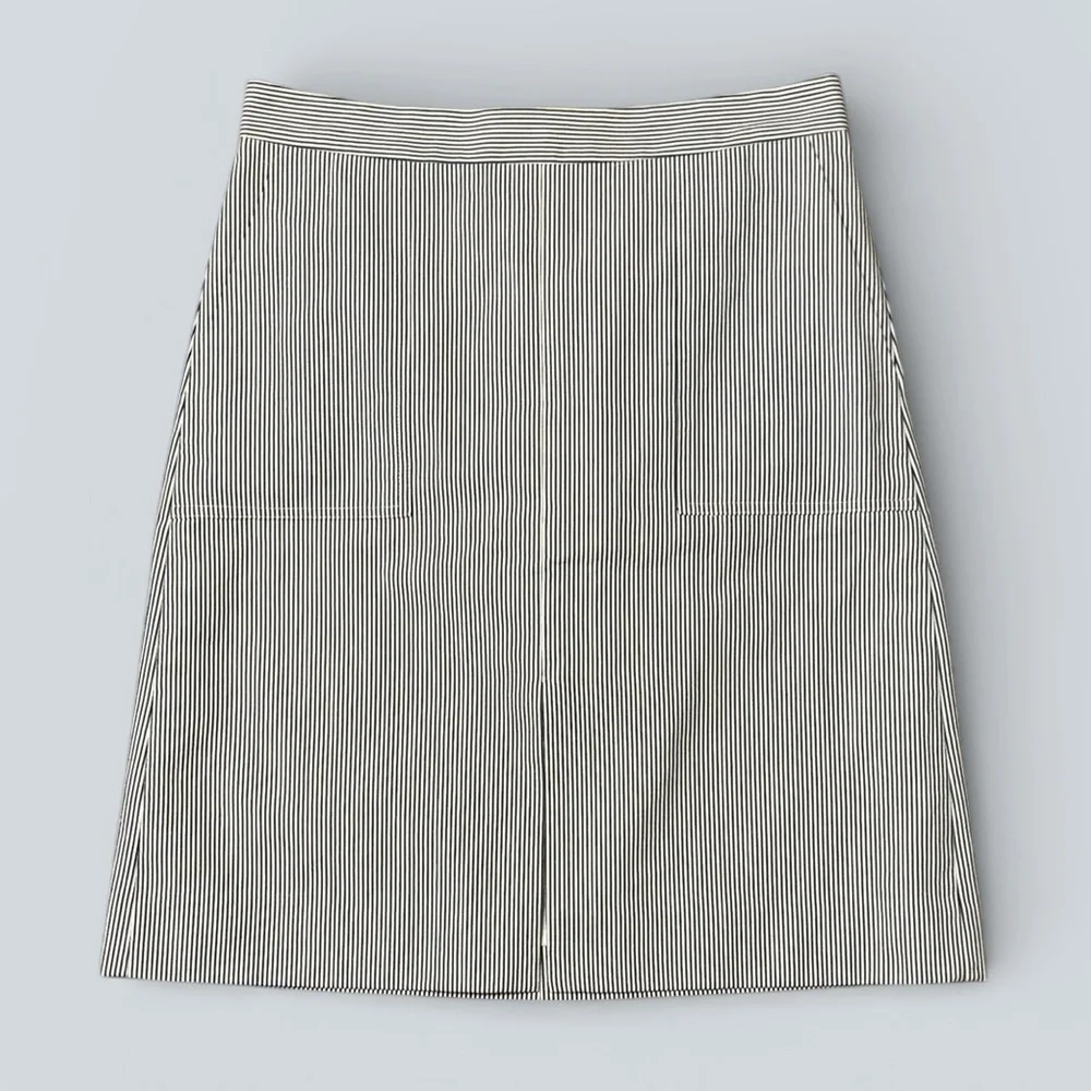 J.Crew Black & White Striped Seersucker A-Line Skirt with Pockets - Picture 1 of 9